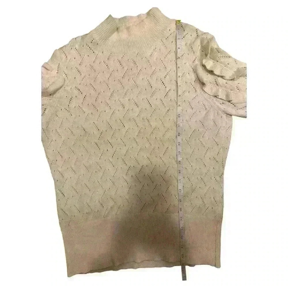 White House Black Market Pointelle Mock Neck Ruffle Sweater Size XL - Picture 5 of 8